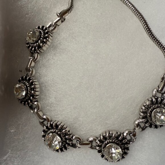 Vintage Barclay Silver Tone Rhinestone 16” Necklace - Picture 3 of 3